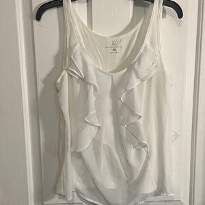 New York & Company White Ruffled Blouse